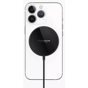 Vonmählen Aura Mini Magnetic Wireless Charger with USB-C Cable, 15W, Black
