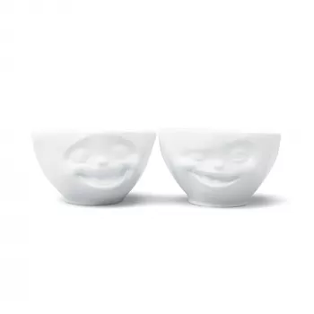 FIFTYEIGHT PRODUCTS Bowl Set 200ml - Laughing & Winking, White (2-Piece)
