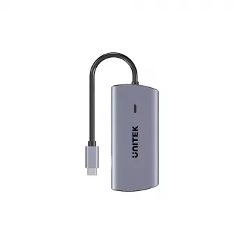 USB-C 6v1 multiport hub UNITEK | 3x USB-A 5Gbps | PD 100W | HDMI 4K@30Hz | RJ45 Gigabit Ethernet | Space Grey
