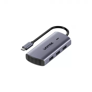 USB-C 6v1 multiport hub UNITEK | 3x USB-A 5Gbps | PD 100W | HDMI 4K@30Hz | RJ45 Gigabit Ethernet | Space Grey