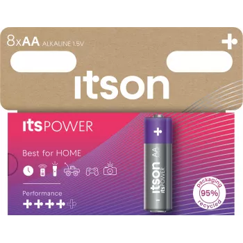 ITSON LR6IPO/8HH AA alkalické baterie, 8balení, 1,5V, dlouhá trvanlivost, bez rtuti