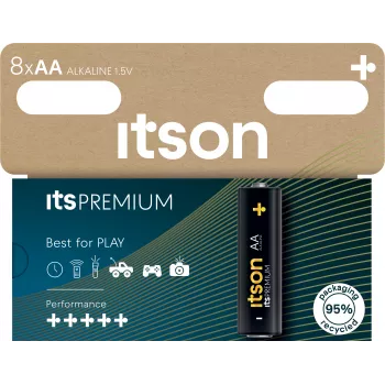 ITSON LR6IPR/8HH alkalické AA baterie, 8 ks, 1,5 V, dlouhá trvanlivost, bez rtuti