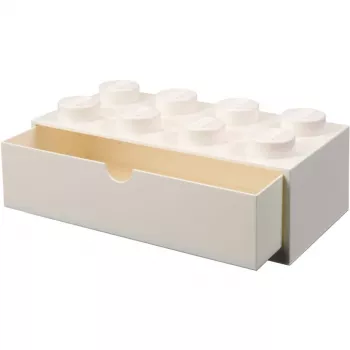 LEGO Brick 8 Desk Drawer White Storage Box with 8 Studs