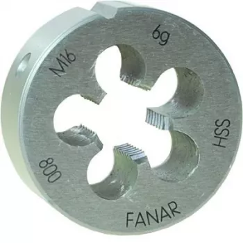 FANAR DIE M20x1 HSS800F kruhové závitové očko, metrické M20 x 1,0 mm, rychlořezná ocel, pravotočivé, 6g