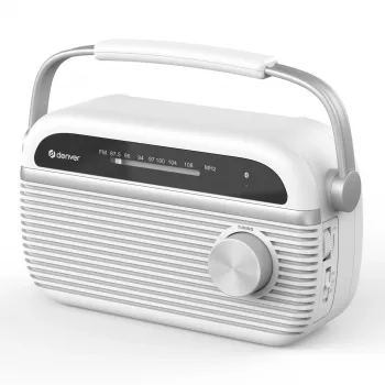 Denver TRB-67W DAB+ FM radiobudík bílý s duálním budíkem a možností bateriového napájení