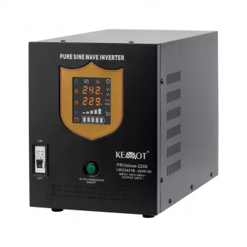 KEMOT PROsinus-2200 čistě sinusový UPS měnič s nabíječkou, 12V DC na 230V AC, 2200VA/1600W, Tower, černý