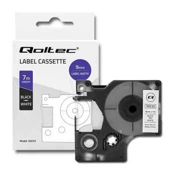 Etiketová páska Qoltec kompatibilní s DYMO D1 40913, 9mm x 7m, bílá s černým potiskem