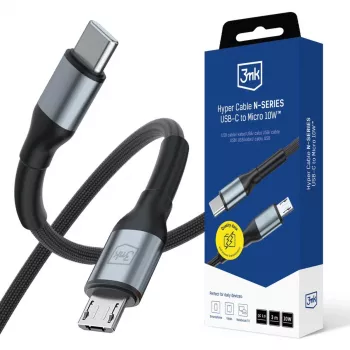 Kabel 3mk Hyper Cable N-SERIES USB-C na Micro-USB 3 m QC 3.0 10 W černý