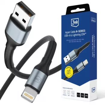Kabel 3mk Hyper Cable N-SERIES USB-A na Lightning 2 m QC 3.0 5 V/2,4 A 12 W černý