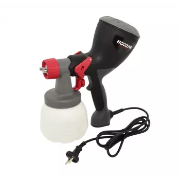 Elektrická HVLP stříkací pistole HOOZAR 600W s nádobkou 800 ml, 3 vzory střiku, regulace průtoku