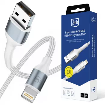 Kabel 3mk Hyper Cable N-SERIES USB-A na Lightning 2 m 5 V/2,4 A 12 W bílý