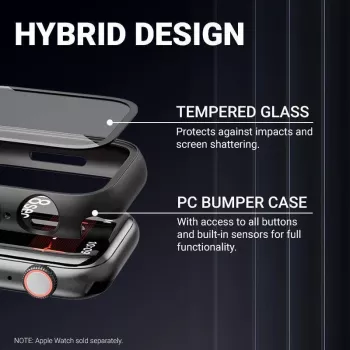 Hybridní pouzdro na hodinky CRONG s tvrzeným sklem pro Apple Watch 44mm - průhledné