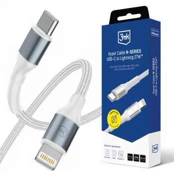 3mk Hyper Cable N-SERIES USB-C na Lightning 0,5 m PD 3.0 9V/3A 27W bílý
