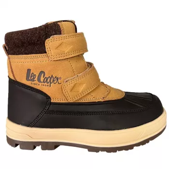 Dětské unisex tenisky Lee Cooper LCJ-23-01-2059K hnědé s protiskluzovou gumovou podrážkou, suchým zipem, velikost 28