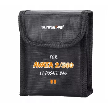 SUNNYLIFE Fireproof Battery Safe Bag for DJI Avata 2 - Holds 2 Batteries, Black