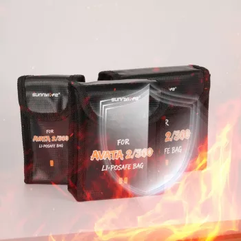 SUNNYLIFE Fireproof Battery Safe Bag for DJI Avata 2 - Holds 2 Batteries, Black