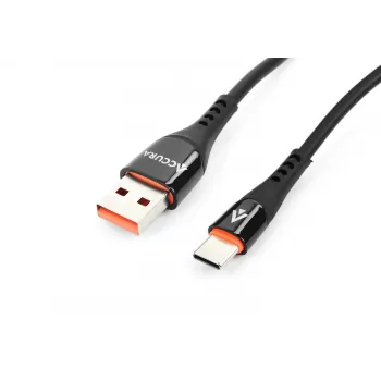 Accura USB-A na USB-C 2,0m pogumovaný kabel 5V/2A černý