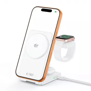 TECH-PROTECT A56 3v1 magnetická MagSafe bezdrátová nabíječka 25W Qi2.2 bílá