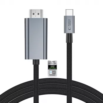 TECH-PROTECT ULTRABOOST kabel USB-C na HDMI 2.1 8K 60Hz 200cm železně šedá