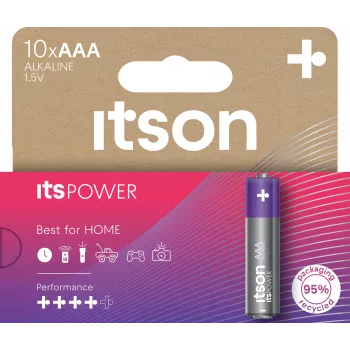 ITSON LR03IPO/10HH AAA alkalické baterie 10 ks | 1,5V LR03 MN2400 dlouhá životnost, odolné proti vytečení, bez rtuti