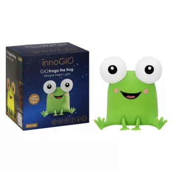 LED noční světlo INNOGIO GIOFROGO Frog GIO-165 - nabíjecí silikonová lampa s dotykovým ovládáním, 7 barev, časovač