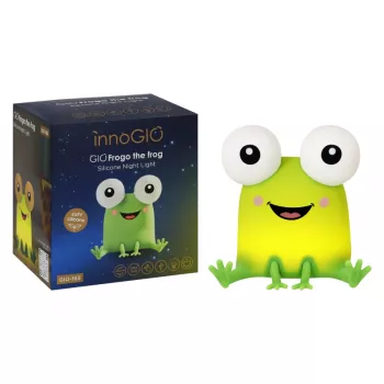 LED noční světlo INNOGIO GIOFROGO Frog GIO-165 - nabíjecí silikonová lampa s dotykovým ovládáním, 7 barev, časovač