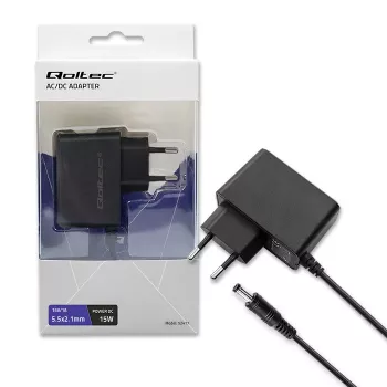 Napájecí adaptér Qoltec PREMIUM 15W 15V 1A AC/DC s dutým konektorem 5,5x2,1 mm