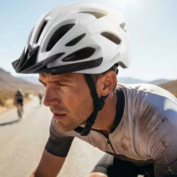 Vayox Speed Bicycle Helmet Glossy White with LED Light, Size L (58-61 cm) VA0425WGL