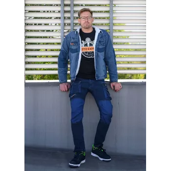 Ochranné pracovní kalhoty NEO Tools 81-228-XXL, šedá/černá, XXL, 65 % polyester, 35 % bavlna, 267 g/m², 10 kapes, zesílená kolena, reflexní prvky, EN ISO 13688:2013