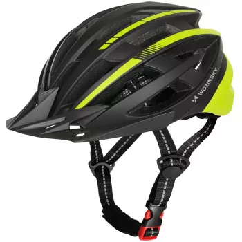 WOZINSKY MTB Bicycle Helmet with Detachable Visor and USB Rear Light, 57-62 cm, Black-Yellow