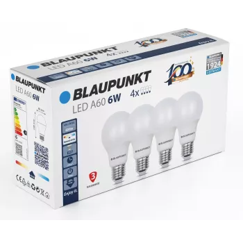 LED žárovka Blaupunkt E27 A60 600 lm 6W 4000K, 4 ks (BLAUPUNKT-E27-6W-NW-4)