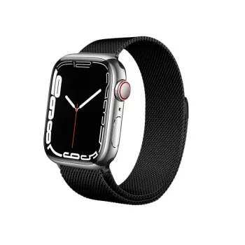 Ocelový pásek Crong Milano Steel pro Apple Watch 44/45/46/49 mm, černý