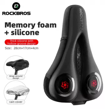 Rockbros LF044R Bicycle Saddle Cover with Waterproof Rain Cover - Black & Red