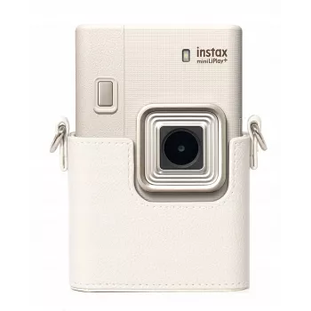 LOVEINSTANT Šedé ochranné pouzdro z PU kůže pro Fujifilm Instax Mini LiPlay+ hybridní instantní fotoaparát s ramenním popruhem