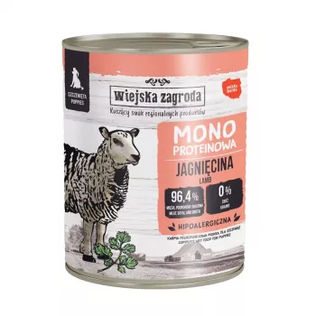 WIEJSKA ZAGRODA Mono Puppy jehněčí – mokré krmivo pro psy – 800 g
