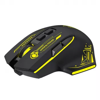 WOZINSKY WMGB-1181 Wireless Gaming Mouse, 3200 DPI, RGB Backlight, Rechargeable, Black-Yellow