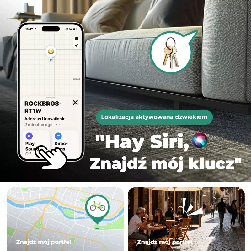 ROCKBROS RT1W Bluetooth tracker pro Apple Find My – černý