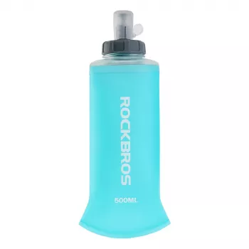 Rockbros Soft Flask 500 ml světle modrá – skládací láhev na pití pro běh a outdoorové sporty
