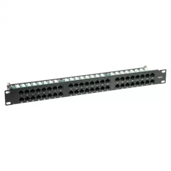Patch panel 48portový Cat6 UTP DELTA ENERGY SYSTEMS PP-48/RJ/6C, 1U 19 inch do racku, černý