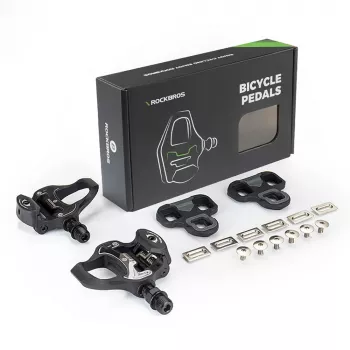 RockBros LP-R LOOK KEO kompatibilní silniční tretry - černé, 6° float, nylonový kompozit, s montážním materiálem
