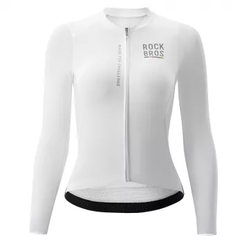 Dámský cyklistický dres s dlouhým rukávem ROCKBROS Road to Sky, bílý, M