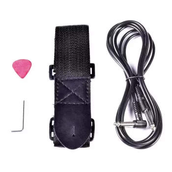 NN EG SET RED elektrická kytara set s 10W zesilovačem, HSS snímači, gig bag, ladičkou, popruhem, kabelem, trsátky – červená