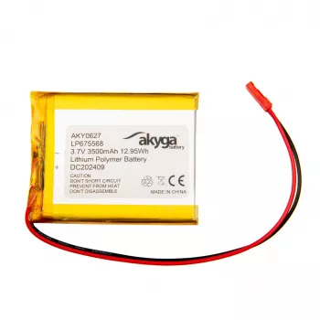 Akyga AKY0627 LP675568 Li-Po baterie 3,7 V 3500 mAh s PCM, JST 2,54 mm 2-pin, 150 mm vodiče