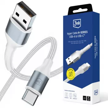 3mk Hyper Cable N-SERIES USB-A na USB-C 1 m 18W bílý