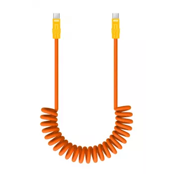 Newell USB-C na USB-C kabel 100 W, 1,5 m, silikon, spirála, oranžovo-žlutý