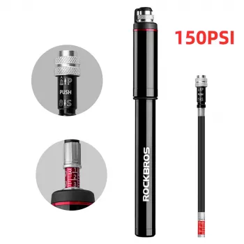 ROCKBROS SMART-B Mini Bike Pump 150 PSI Presta Schrader Valve Black