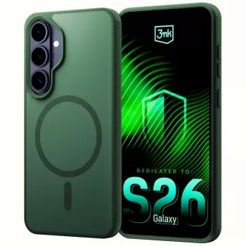 3MK PROTECTION Smoke MagCase for Samsung Galaxy S26 - Green Translucent Matte Back Cover with MagSafe, Drop Protection, Anti-Yellowing