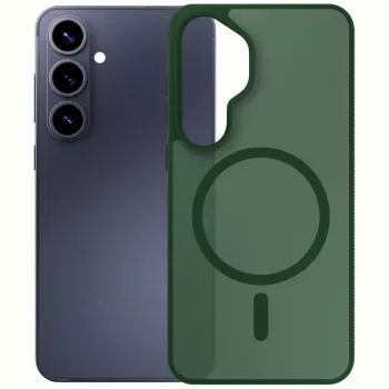3MK PROTECTION Smoke MagCase for Samsung Galaxy S26 - Green Translucent Matte Back Cover with MagSafe, Drop Protection, Anti-Yellowing