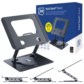 3MK Solid Stand – černý univerzální stojan na zařízení pro smartphony a tablety