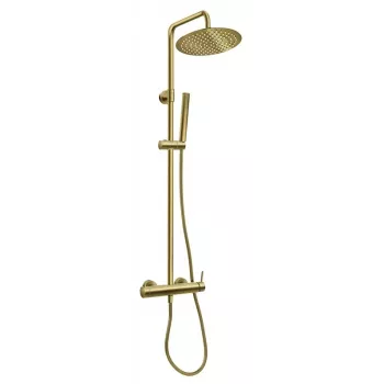 FERRO Ciriculus Thermostatic Shower Set with 250mm Rain Shower, Brushed Gold